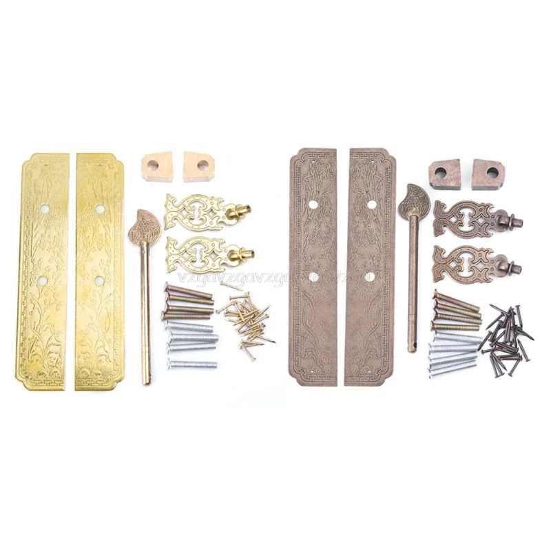 

Pure Copper Antique Door Handles Kit Retro Chinese Style Gate Pulls Furniture J15 19 dropship
