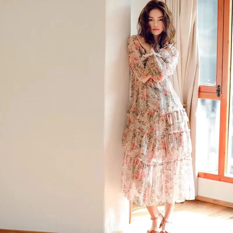 Robe Deux Élégant Impression pièce Australien Noble Soie Simple Conception px8OY