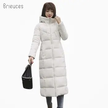 

Brieuces Woman Winter Jacket Coat 2020 Fashion Cotton Padded Jacket X-Long Style Hood Slim Thicken Female Parka Plus Size 6XL
