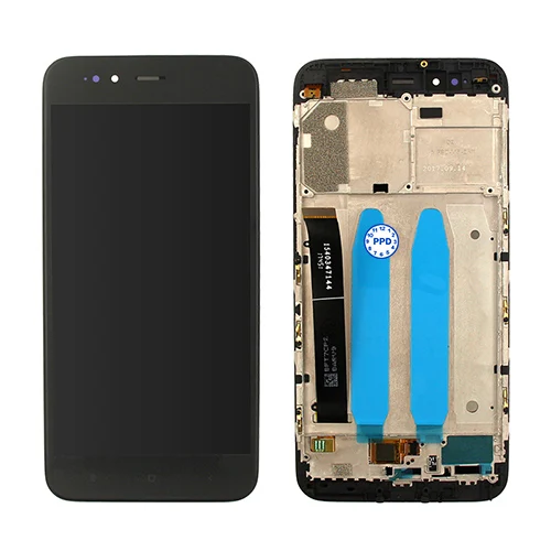 Десять сенсорная ЖК-панель с домом кнопку гибкий кабель и Frame заменить для Xiaomi Mi A1 Дисплей экран сборки - Цвет: xiaomiA1 black