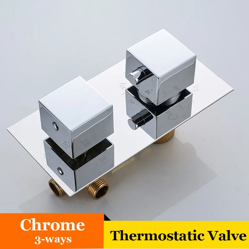 ULGKSD термостатический клапан для душа 2/3/4 скрытый смеситель воды медный клапан воды на выходе используется для Смесители для ванной и душа - Цвет: Chrome 3 ways