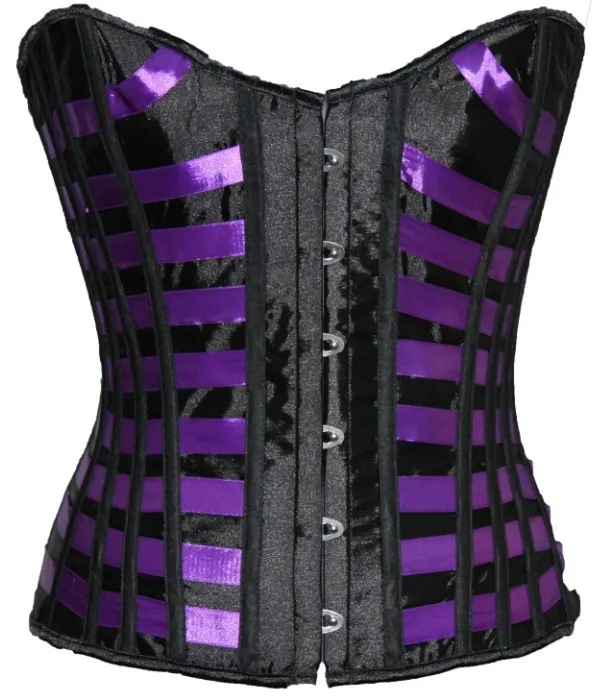 Purple Corset Lattice Ribbon Underbust Corset With G string New 2016