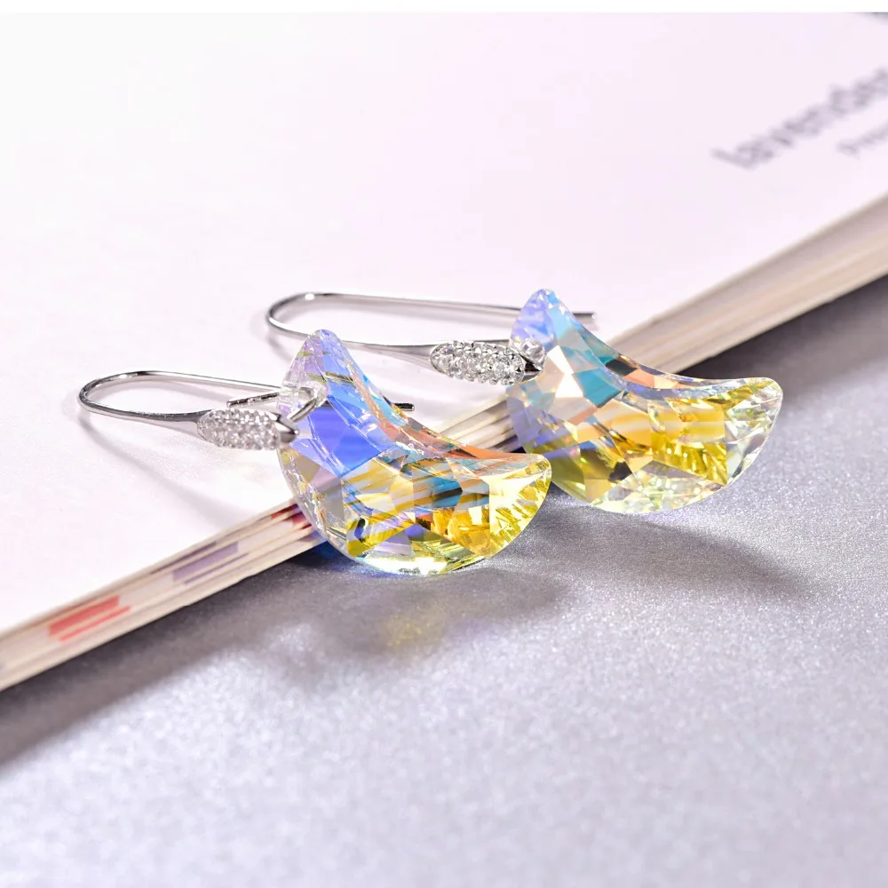 Кристаллы от Swarovski Moon Подвеска Висячие серьги новая мода Стерлинговое Серебро пирсинг серьги-подвески для женщин ювелирные изделия подарок