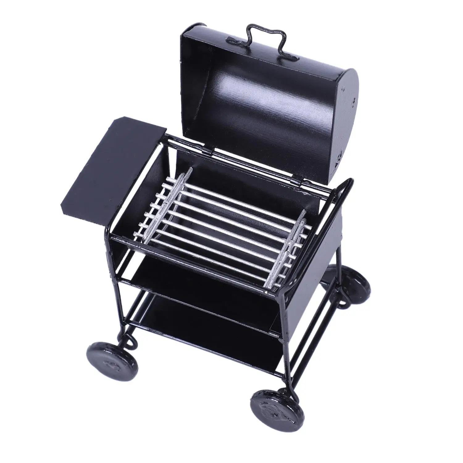 JEYL 1:12 Dollhouse Miniatures Mini Picnic Barbeque BBQ Roasting Oven Metal Kicthenware Accessories Black