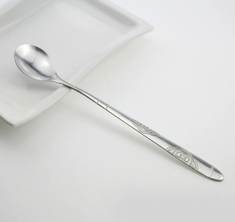 OBR 1 шт. ложки для чая и кофе из нержавеющей стали с длинной ручкой коктейльное десертное мороженое суп металлические ложки столовые приборы, для кухни - Цвет: A02