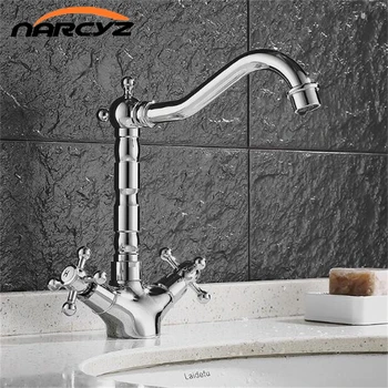 

Classic vintage Chrome color bathroom faucet ktichen faucet basin mixer two handle sink mixer hot and cold Basin faucet XT536