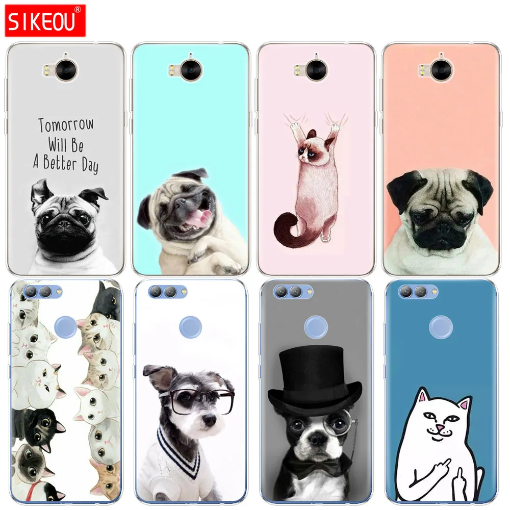 

Silicone phone Cover Case for huawei Y3 Y6 Y5 2 II 2017 nova 2s 2 LITE plus Cute Dog Cat