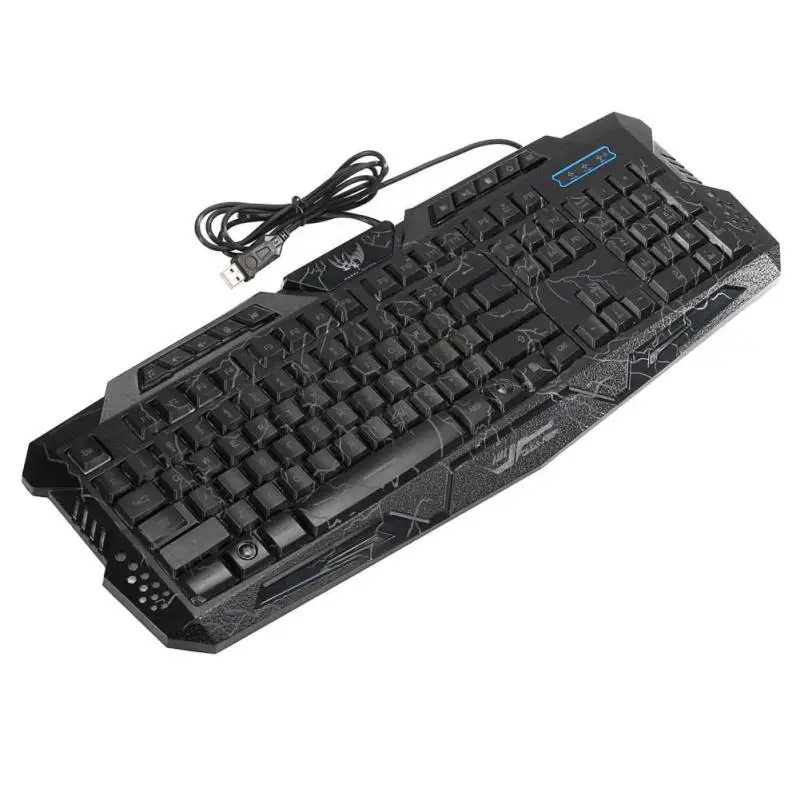 

A878 English Russian Wired Keyboard Adjustable Three-color Backlight Burst Crack Keyboard Over 5000000 Hits for Game Office