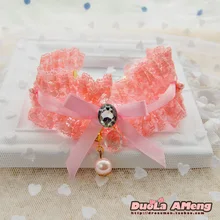 NICE PET lace diamond pearl pendant necklace jewelry lace pet dog collar necklace