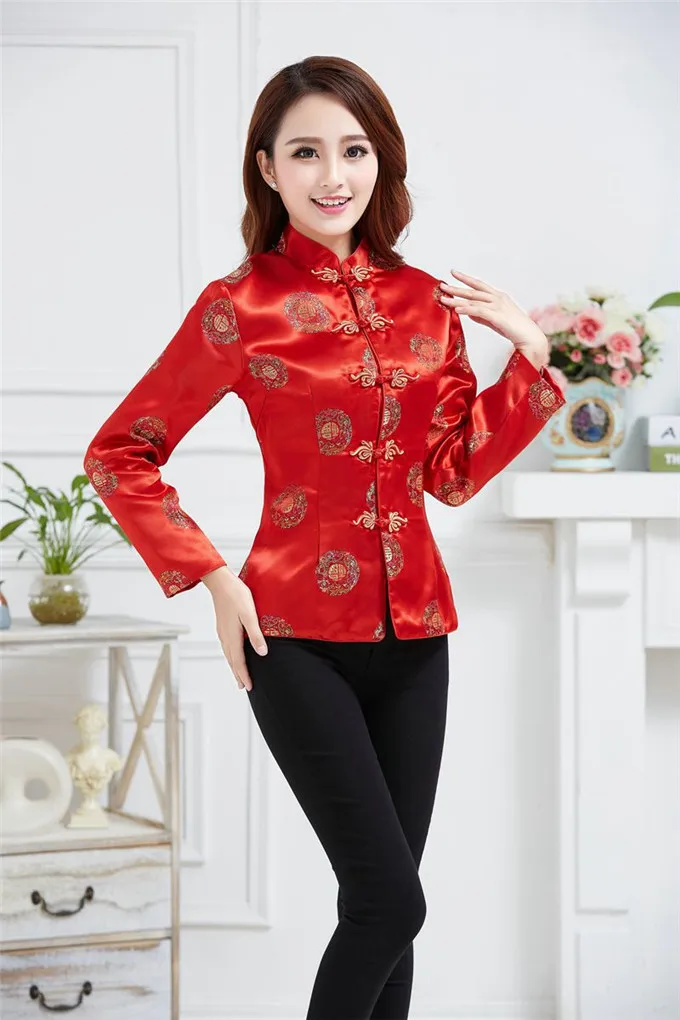 Shanghai Story Dragon Embroidery Cheongsam Shirt Qipao Top Long Sleeve Chinese Traditional Top Blouse For women