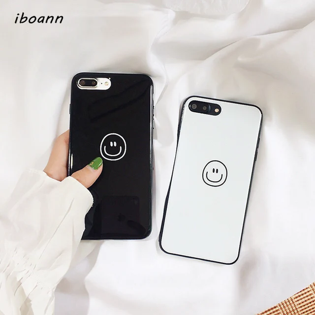 iboann IMD Mirror cartoon cute simple Smile face soft gel