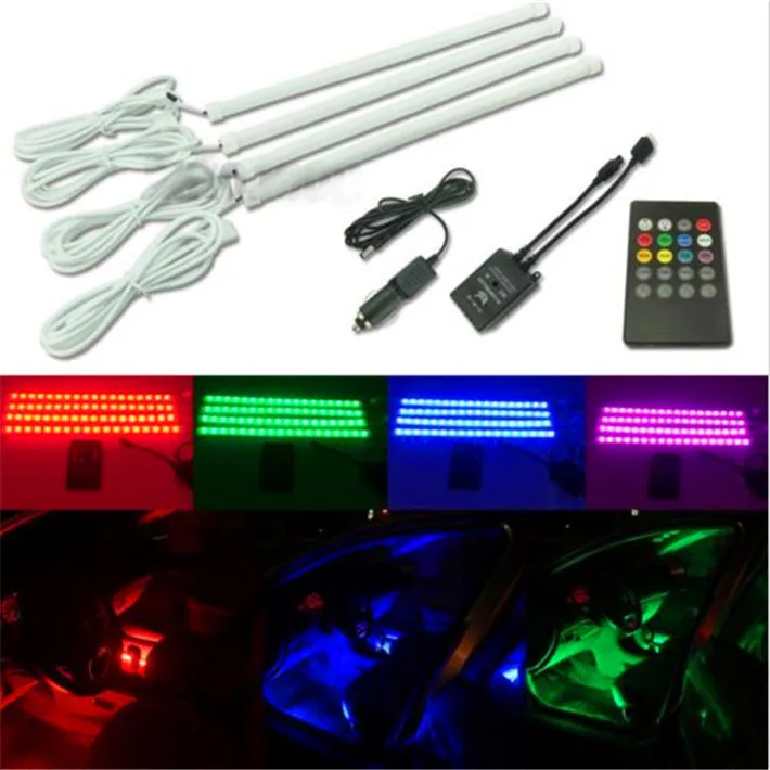 

4X 30cm LED strip Car styling Air atmosphere interior Car light RGB 8 color Ambient Infrared remote Wireless Music control