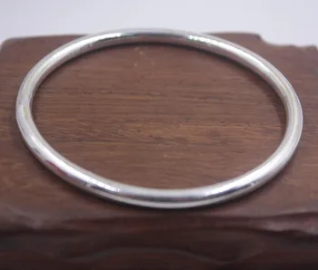 

S999 Sterling Silver Bangle For Women Girl Smooth Friend Gift Bangle 57mm 4mmW Female Ladies Jewelry Gift