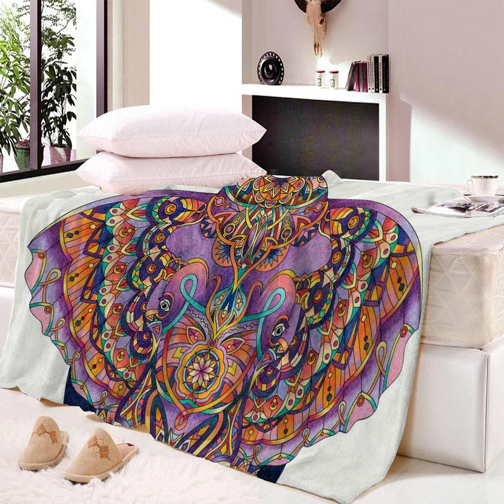 Indian Style Blanket Indian Print Elephant Kerchief Blanket Home ...