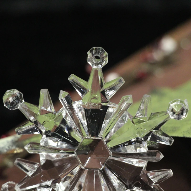 1 PC New Transparent Crystal Acrylic Snowflake Christmas Decorations 7.5X6.5CM Fake Xmas Adornments DIY Production Accessories