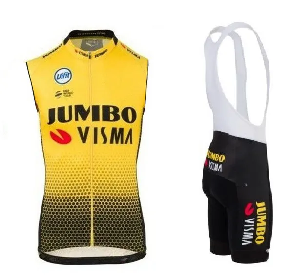 

2019 JUMBO VISMA TEAM SLEEVELESS SUMMER CYCLING JERSEY SUMMER CYCLING WEAR ROPA CICLISMO+BIB SHORTS 3D GEL PAD WITH POWER BAND