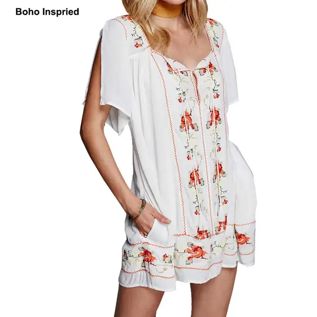 Boho Inspired Summer Dress Mexican Ethnic Fl Embroidered Women Boho Inspired Summer Dress Mexican Ethnic Fl Embroidered Women Dresses Hippie Gypsy Bohemian Brand Vestidos