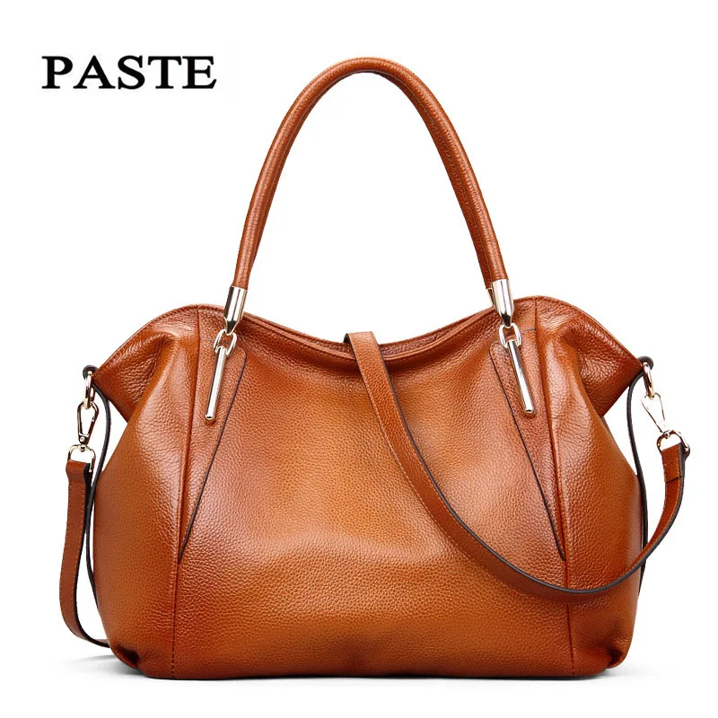 PASTE Brand Vintage Genuine Leather Bags Women Handbags Female Large Shoulder Bags First Layer