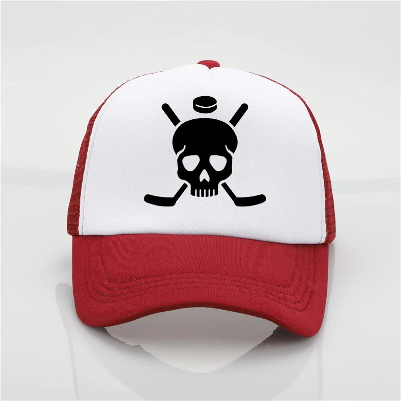 Skull Hockey sign pattern printing net cap baseball cap Men women