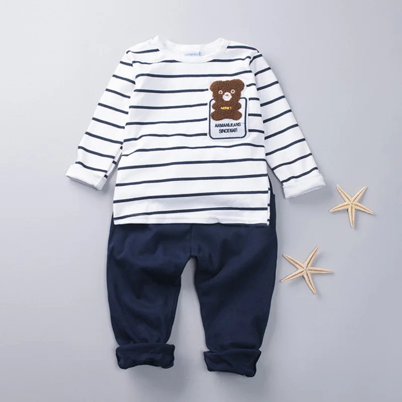 

Brand SK Baby Clothes 2018 Spring Boys Clothing Sets Fashion Boys Clothes Sport Suit Striped T-Shirt+Pants Kids Clothes for Boy