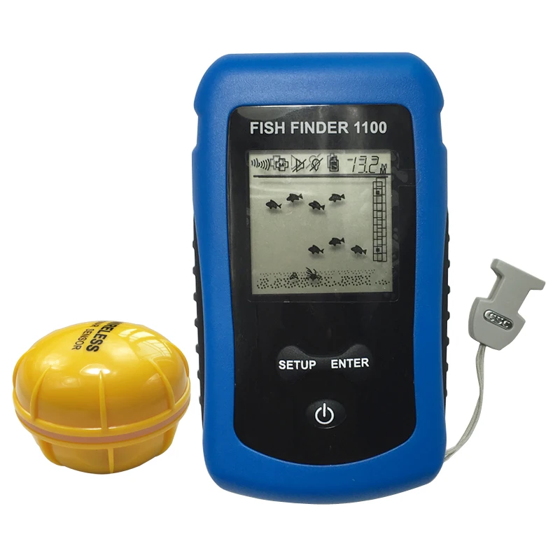 جديد اللاسلكية المحمولة صياد السمك عمق 125 kHz سونار مسبار إنذار محول تحت الماء الصيد قارب Fishfinder دغة إنذار