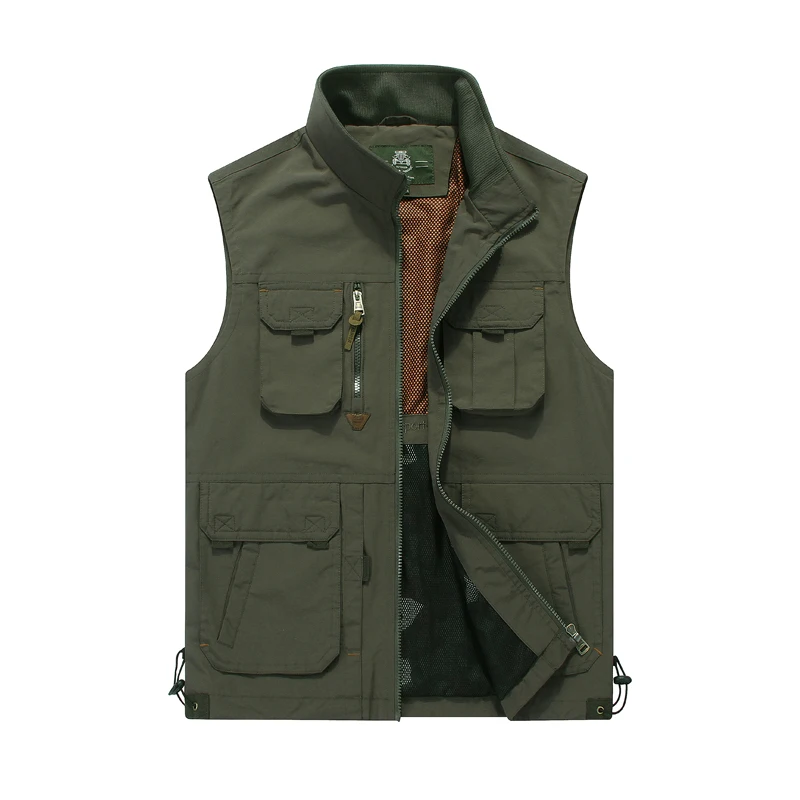 Brand outdoor sports vest men multi pockets stand collar Spring ...