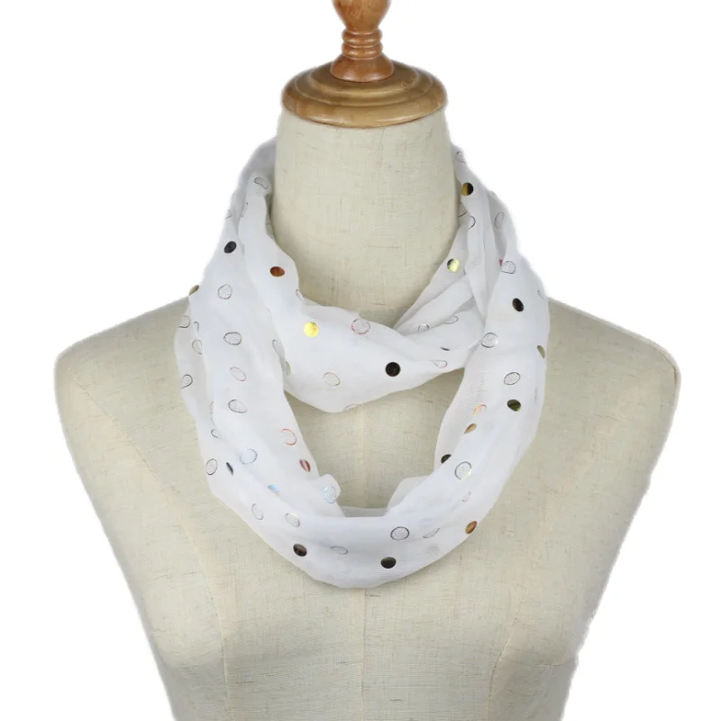 

2019 Hot Fashion Loop Shawl women white Ring Scarves with Dot Women Infinity Scarf Echarpe Foulard spring autumn summer