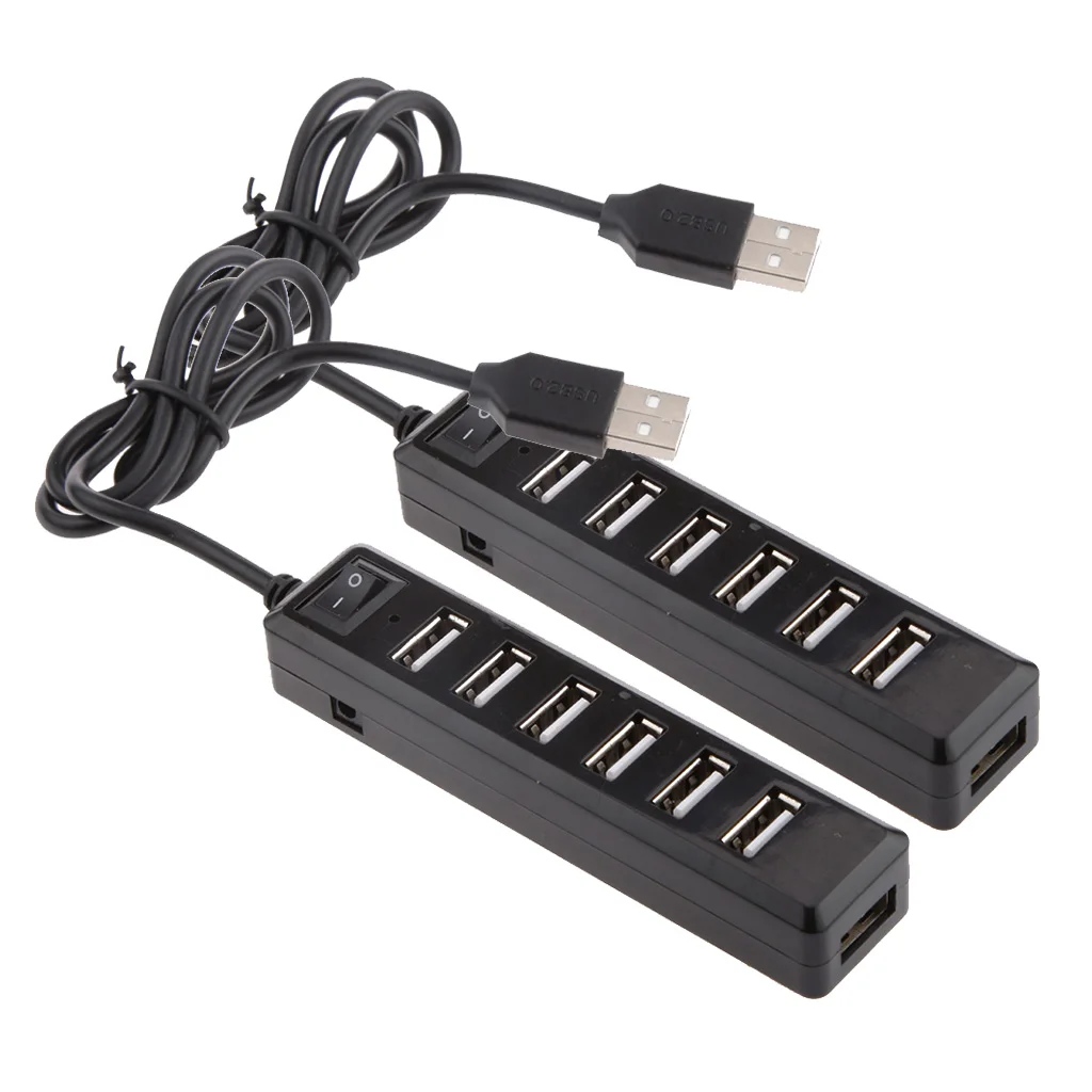 MagiDeal 2x High Speed 7 Port USB HUB 2.0 Multi Splitter Expansion PC Laptop Adapter  Power Supply Portable Charger