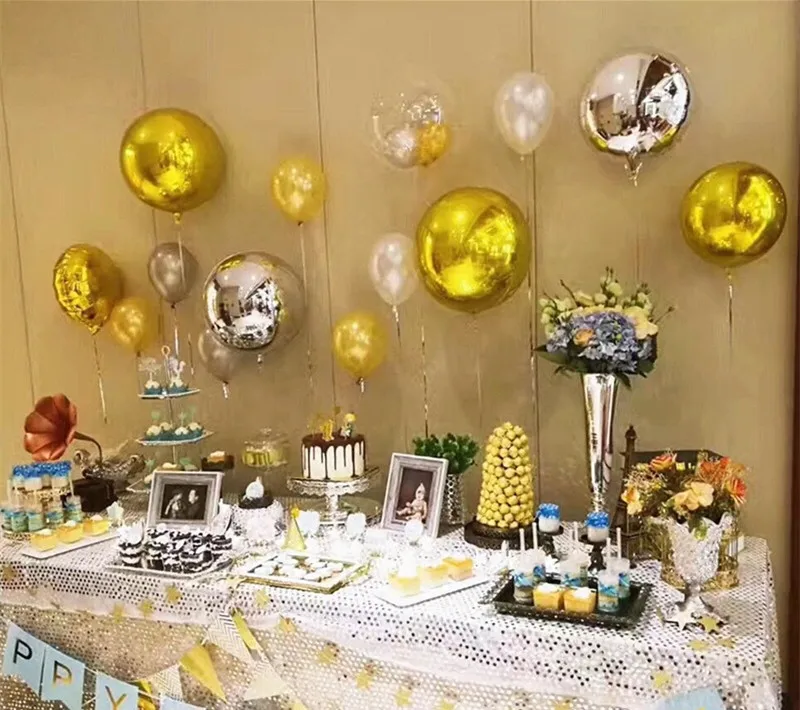 Globos de Globos inflables de helio de fiesta de cumpleaños de boda Globos redondos 4D de oro rosa Globos de Globos inflables de helio de fiesta de cumpleaños de boda Globos redondos 4D de oro rosa