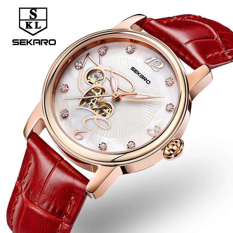 SEKARO Women Mechanical Wristwatches Luxury Diamonds Skeleton Watches