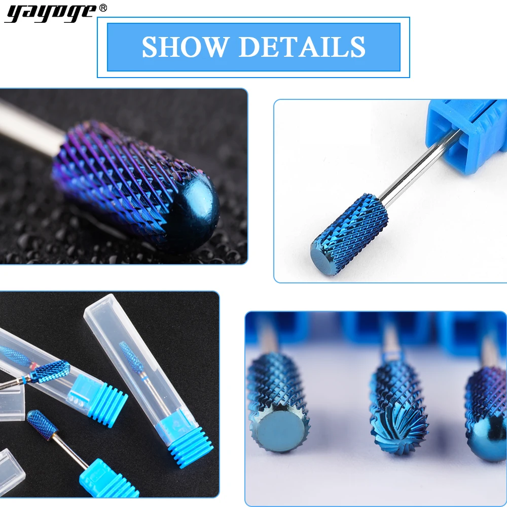Yayoge синие керамические сверла для ногтей вращающиеся заусенцы резцы для фрезы для маникюра Инструменты для педикюра электрические аксессуары для сверления ногтей