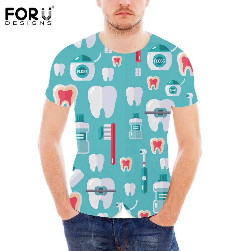 

FORUDESIGNS New 2018 Summer Dentist Men T shirts Fashion Casual High Quality Male T-shirt Cotton Breathable Short Sleeve T Shirt
