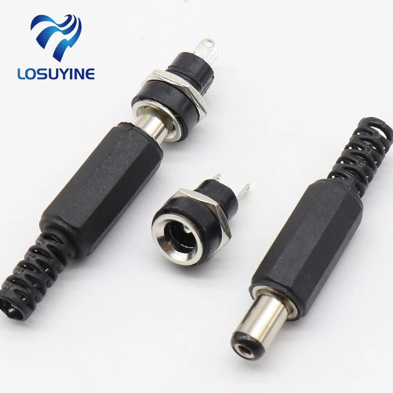 21X55Mm Dc Power Female Plug Jack 5Pcs Male Connector Socket Adapter huismerk kopen in de aanbieding 21X55Mm Dc Power Female Plug Jack 5Pcs Male Connector Socket Adapter huismerk kopen in de aanbieding