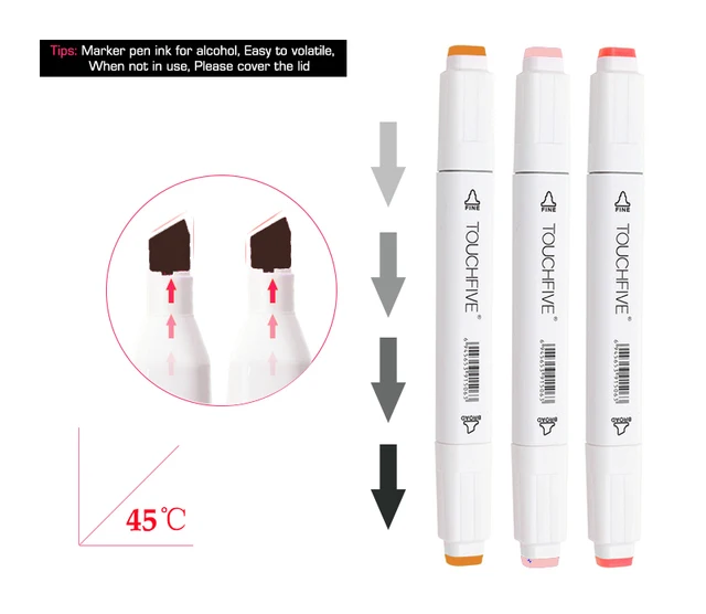 TOUCHFIVE 24 Colors Sketch Skin Tones Markers - Image 5
