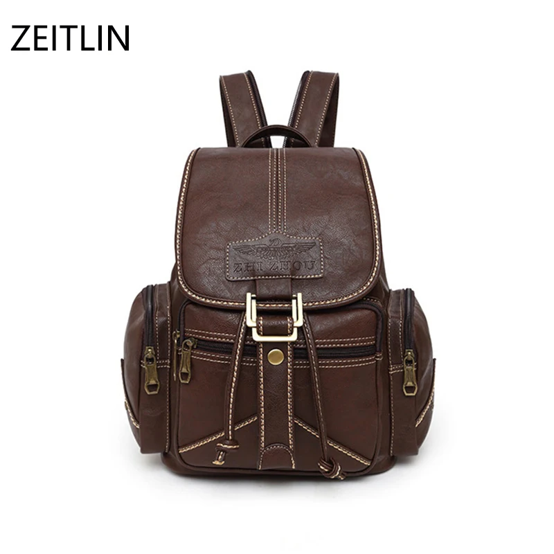 Women Backpack female brand back pack college style leather school