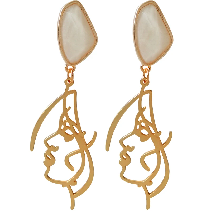 

Metal Hyperbole Hollowed out Face Clip Earrings Without Piercing Geometric Abstract Art Human Face Clip Earrings No Pierced Hole