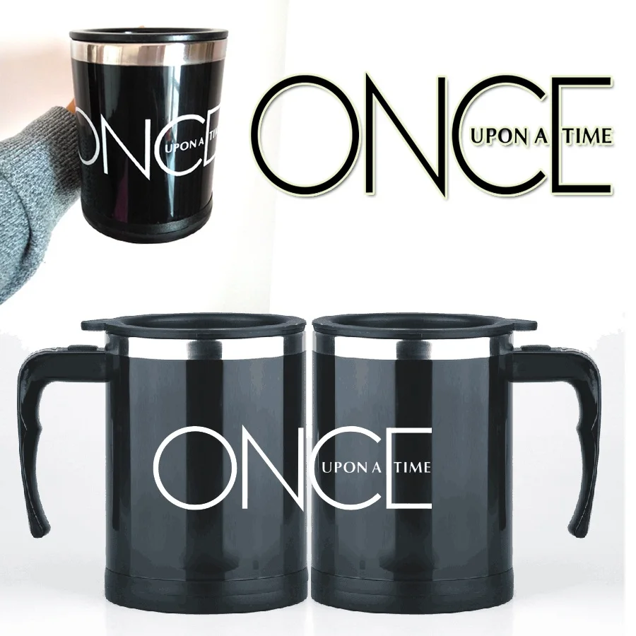 2 стиля-кофейная кружка Once upon a time, электрический миксер из нержавеющей стали, автоматическая кофейная чашка, лучший подарок для друзей - Цвет: once upon a time