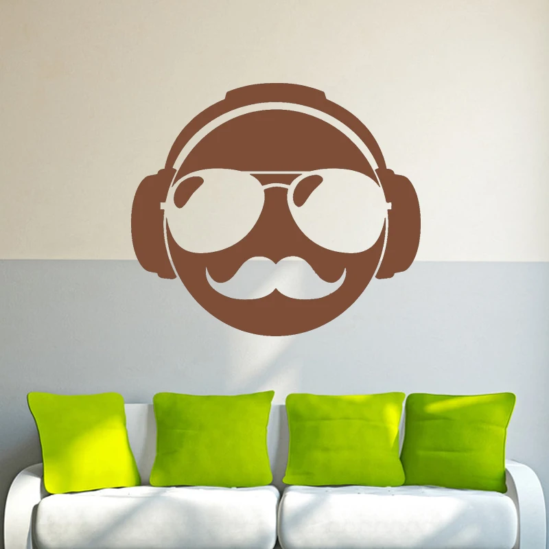 n291 Wall Decal Vinyl Sticker Mustache Glasses Pilots DJ Headphones