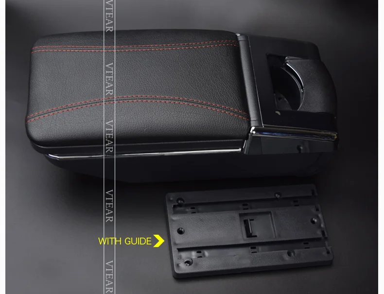 Vtear для Honda City автомобильный подлокотник кожаный подлокотник вращающийся ящик для хранения автомобиля-Стайлинг центральная консоль ABS Черные Аксессуары