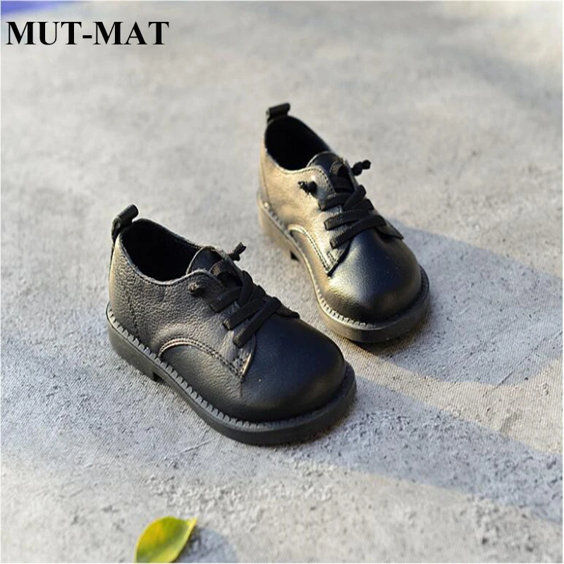 

2019 new children's boys black genuine leather shoes cowhide performance British etiquette spring shoes