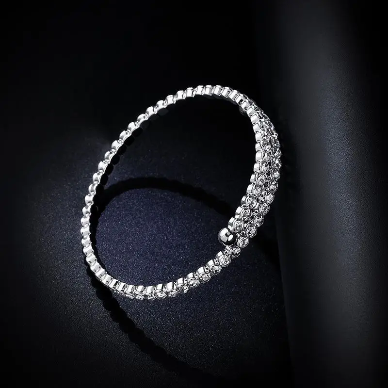 OCESRIO роскошный кубический циркон регулируемый браслет на запястье серебряный шарм браслет Открытый браслет для женщин модные ювелирные изделия brt-k48