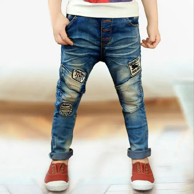 Горячие детская одежда на весну-осень джинсы для маленьких мальчиков детские брюки, штаны ; Розничная ; для детей от 4 до 13 лет;