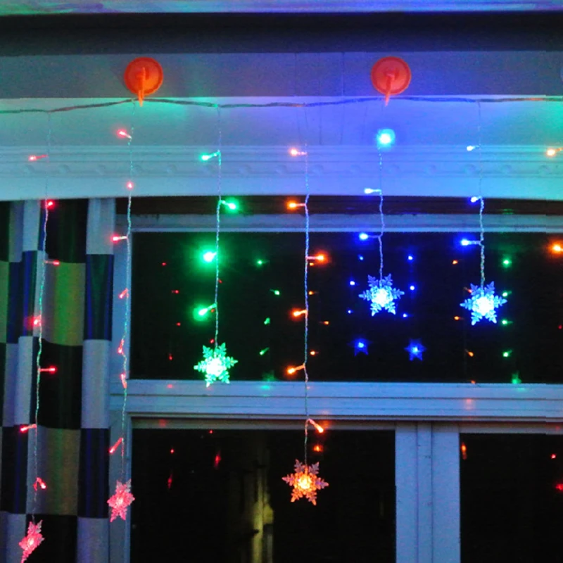 Connect 95pcs 3m led curtain snowflake string lights led fairy lights Christmas Lights Wedding Party Decoration