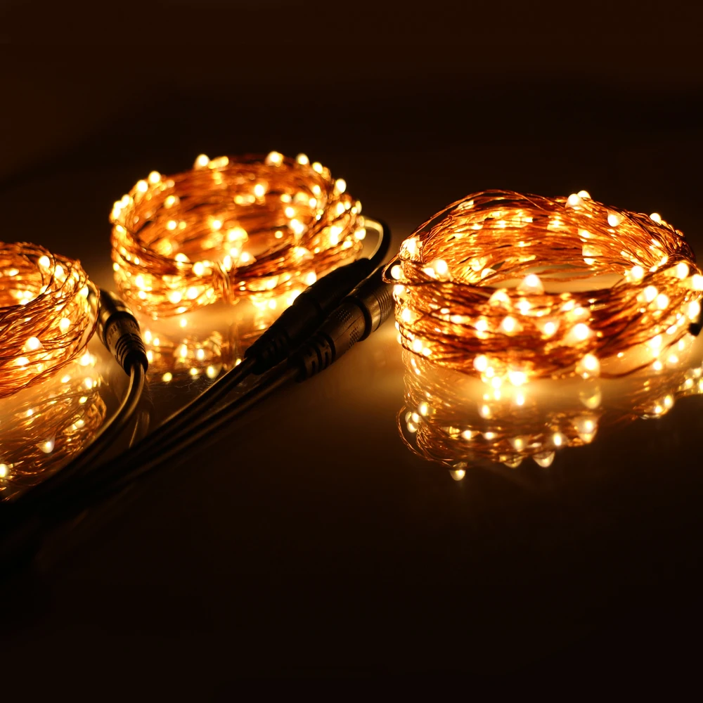 3*33Ft 100 LED Outdoor Christmas Fairy Lights Warm White Copper Wire
