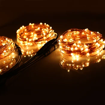 

3*33Ft 100 LED Outdoor Christmas Fairy Lights Warm White Copper Wire LED String Lights Starry Light+Power Adapter(UKUSEUAU Plug)