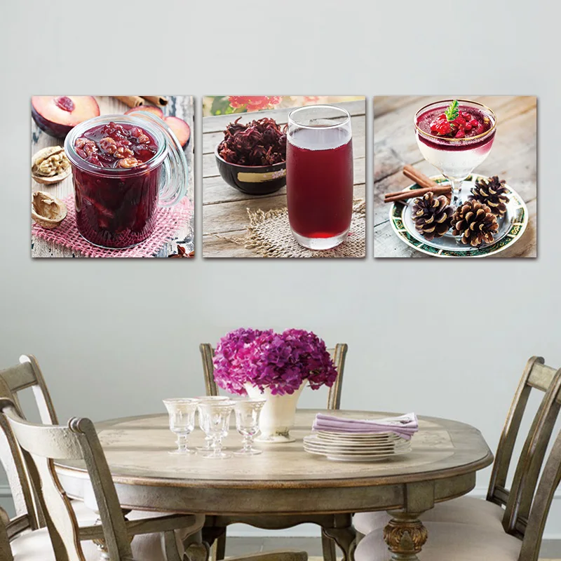 

3 Pieces Modern Wall Art Canvas Printed Painting Decorative Juice Picture for Home Decor Picture Wall Art Canvas No Frame