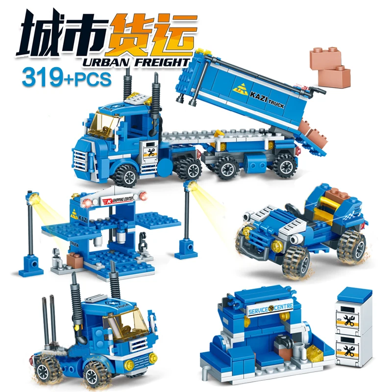 

318pcs 4 IN 1 URBAN FREIGHT Building Blocks Compatible LegoINGlys City Truck Blocks Vehicle Bricks Educational Toys For Children