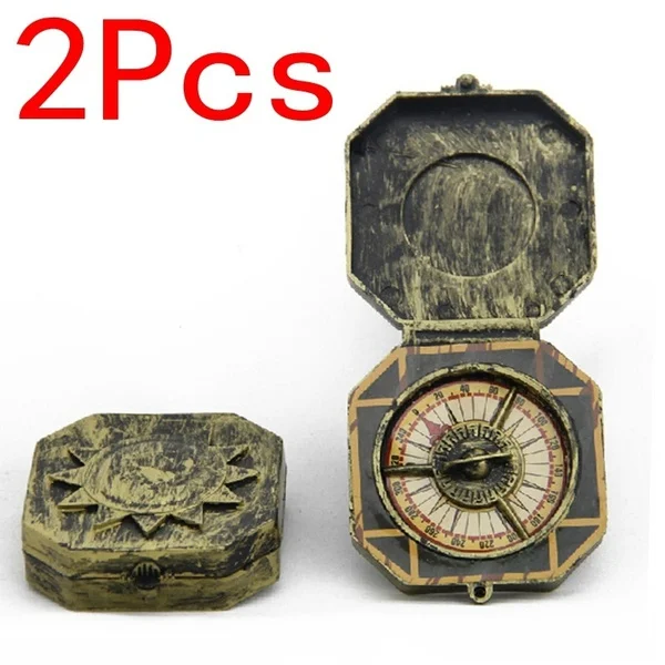 

2pcs Kids Toy Simulation Compass Pirate Captain Costume Toy Retro Nautical Party Props for Christmas Halloween Toy Children Gift