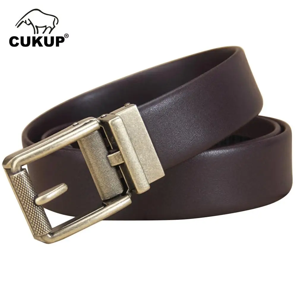 CUKUP Men's Quality Genuine Leather Dress Belt Unique Design Ratchet