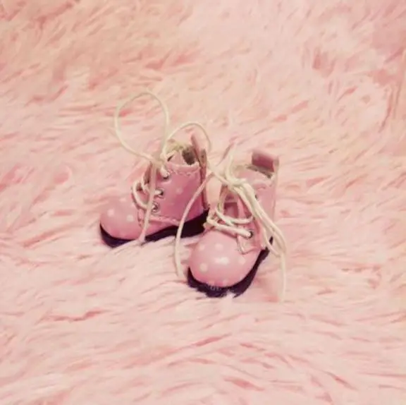 1 пара, мини юбка-пачка с узором в горошек, куклы сапоги for1/6 Blyth, Pullip, Барби, Licca, 1/8 BJD кукла аксессуары для обуви - Цвет: pink
